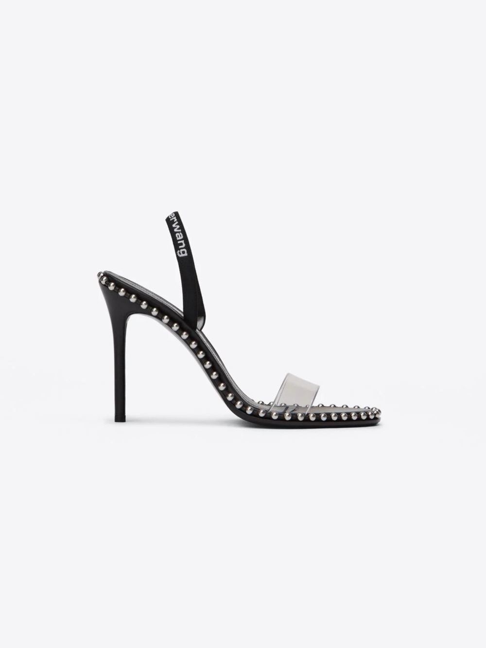 Alexander Wang Black Clear-Band Studded Slide Sandals - Picture 9 of 10